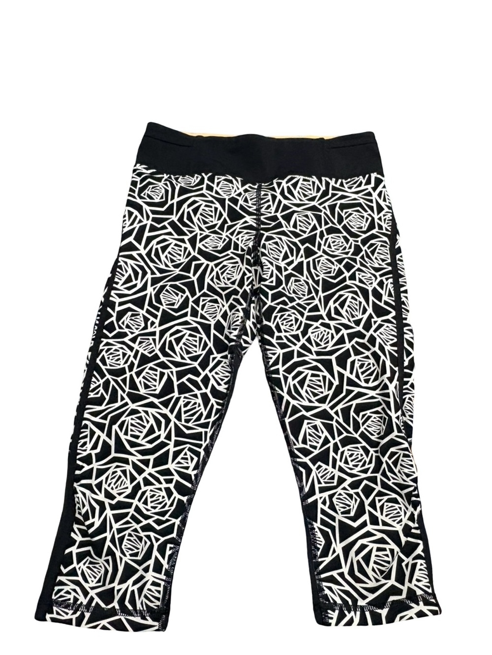Lululemon Real Quick Crop Leggings Posey Black White Size 6